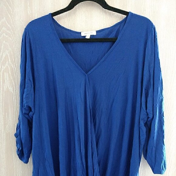 paper tee Tops - 2X Paper Tee Stretchy Bright Blue Top
